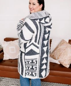 No Ship Drop Ship Half Way To Alright Navy & Cream Aztec Cardigan (GHG-S) 22 No Ship Drop Ship Half Way To Alright Navy & Cream Aztec Cardigan (GHG-S)