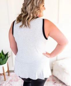 No Ship Drop Ship Apparel You've Got Me Sleeveless Top In Black & Gray