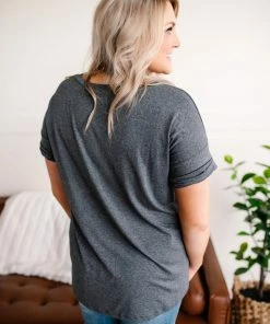 No Ship Drop Ship Pocketful Of Basics Tee In Charcoal Apparel