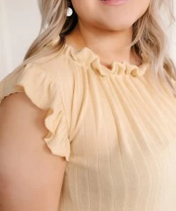 No Ship Drop Ship Good As Gold Ruffle Collar Top