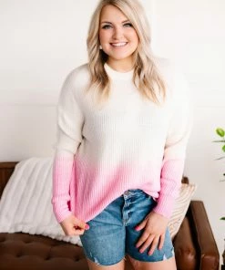 No Ship Drop Ship Apparel Shake It Up Ombre Sweater In Ivory & Pink 10 No Ship Drop Ship Apparel Shake It Up Ombre Sweater In Ivory & Pink