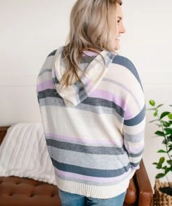 No Ship Drop Ship Apparel Through The Hourglass Hooded Knit Sweater In Lavender 10 No Ship Drop Ship Apparel Through The Hourglass Hooded Knit Sweater In Lavender
