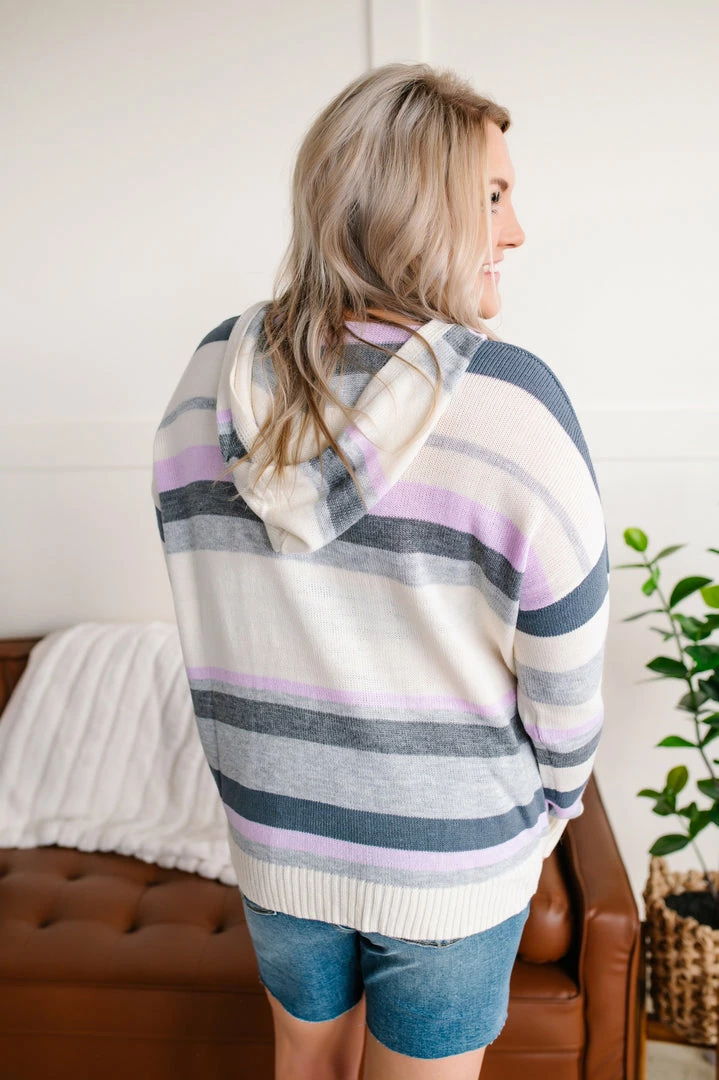 No Ship Drop Ship Apparel Through The Hourglass Hooded Knit Sweater In Lavender 5 No Ship Drop Ship Apparel Through The Hourglass Hooded Knit Sweater In Lavender