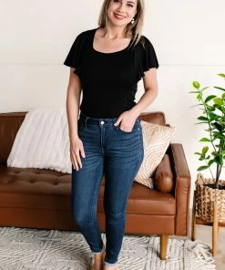 No Ship Drop Ship Apparel Flirting With You Flutter Sleeve Bodysuit In Classic Black 15 No Ship Drop Ship Apparel Flirting With You Flutter Sleeve Bodysuit In Classic Black