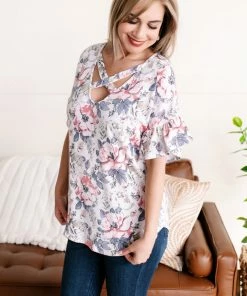 No Ship Drop Ship Apparel Hearts A Flutter Floral Criss Cross Top In Soft Pastels 11 No Ship Drop Ship Apparel Hearts A Flutter Floral Criss Cross Top In Soft Pastels