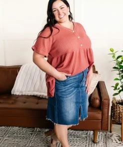 No Ship Drop Ship Apparel Come Up Short Waffle Knit Top In Rose