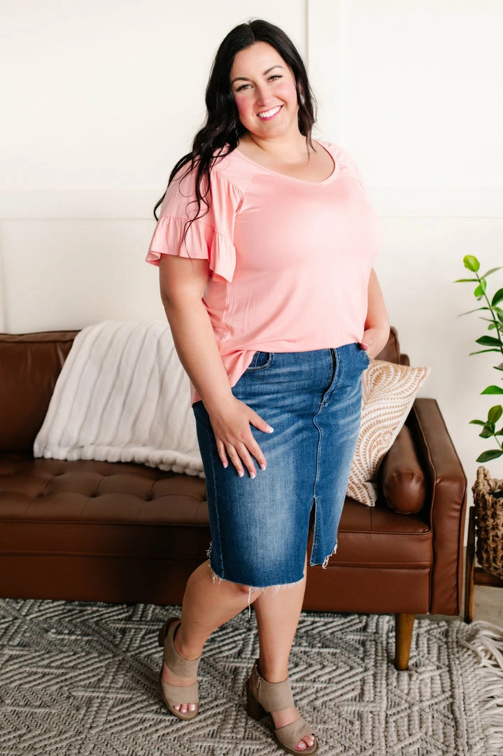 No Ship Drop Ship Apparel Dry Your Tiers Ruffle Sleeve Top In Pink 4 No Ship Drop Ship Apparel Dry Your Tiers Ruffle Sleeve Top In Pink