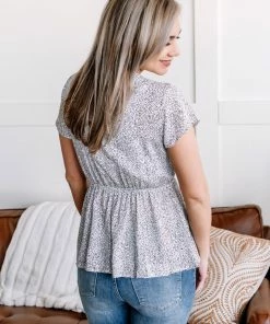 No Ship Drop Ship Take The Plunge Embroidered Micro Dot Blouse Apparel