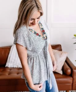 No Ship Drop Ship Take The Plunge Embroidered Micro Dot Blouse Apparel 12 No Ship Drop Ship Take The Plunge Embroidered Micro Dot Blouse Apparel