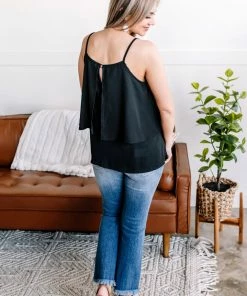 No Ship Drop Ship Lay Me Down Double Layer Flowy Tank In Jet Black Apparel 12 No Ship Drop Ship Lay Me Down Double Layer Flowy Tank In Jet Black Apparel