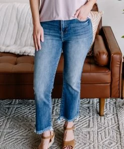 No Ship Drop Ship GHG- Shop Singles Out With The Old, In With The Blue Cropped Flare Jeans By Risen (GHG-3)