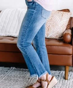 No Ship Drop Ship GHG- Shop Singles Out With The Old, In With The Blue Cropped Flare Jeans By Risen (GHG-3)