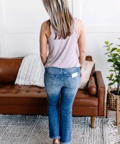 No Ship Drop Ship GHG- Shop Singles Out With The Old, In With The Blue Cropped Flare Jeans By Risen (GHG-3)