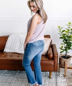 No Ship Drop Ship GHG- Shop Singles Out With The Old, In With The Blue Cropped Flare Jeans By Risen (GHG-3)