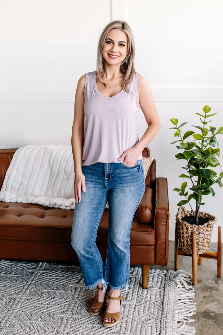 No Ship Drop Ship Walk Softly Scoop Neck Tank Top In Purple Mist 4 No Ship Drop Ship Walk Softly Scoop Neck Tank Top In Purple Mist