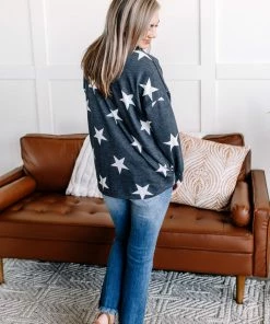 No Ship Drop Ship Apparel Lucky Star Cozy Button Down Top