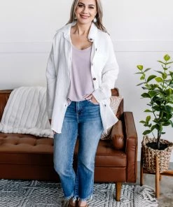 No Ship Drop Ship Light Of My Life Button Down Top In White