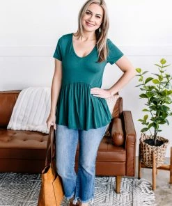 No Ship Drop Ship You'll Be There Babydoll Top In Green Apparel