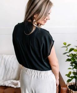 No Ship Drop Ship Wrap You Up Blouse Bodysuit In Black Apparel