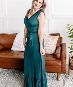 No Ship Drop Ship Apparel To The Other Side Maxi Dress In Hunter Green