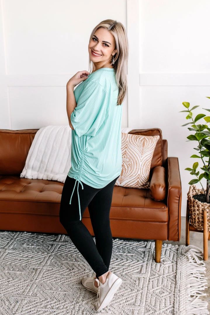 No Ship Drop Ship Apparel Pull You Aside Ruched Top In Spearmint 5 No Ship Drop Ship Apparel Pull You Aside Ruched Top In Spearmint