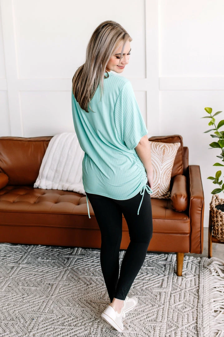 No Ship Drop Ship Apparel Pull You Aside Ruched Top In Spearmint 4 No Ship Drop Ship Apparel Pull You Aside Ruched Top In Spearmint