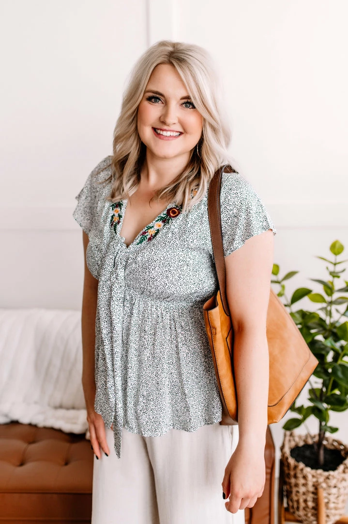 No Ship Drop Ship Take The Plunge Embroidered Micro Dot Blouse Apparel 5 No Ship Drop Ship Take The Plunge Embroidered Micro Dot Blouse Apparel