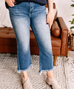 No Ship Drop Ship Out With The Old, In With The Blue Cropped Flare Jeans By Risen Apparel