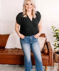 No Ship Drop Ship Wrap You Up Blouse Bodysuit In Black Apparel