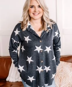 No Ship Drop Ship Apparel Lucky Star Cozy Button Down Top