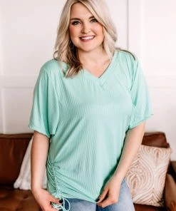 No Ship Drop Ship Apparel Pull You Aside Ruched Top In Spearmint