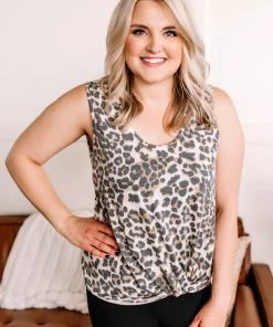 No Ship Drop Ship She's Got Claws Animal Print Button Back Tank