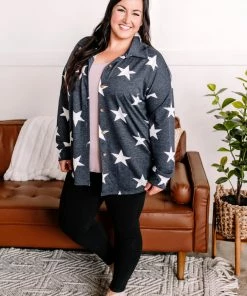 No Ship Drop Ship Apparel Lucky Star Cozy Button Down Top