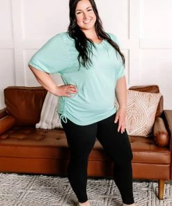 No Ship Drop Ship Apparel Pull You Aside Ruched Top In Spearmint 7 No Ship Drop Ship Apparel Pull You Aside Ruched Top In Spearmint