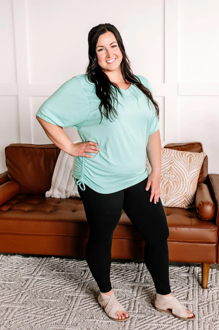 No Ship Drop Ship Apparel Pull You Aside Ruched Top In Spearmint 3 No Ship Drop Ship Apparel Pull You Aside Ruched Top In Spearmint