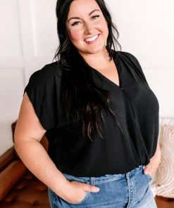 No Ship Drop Ship Wrap You Up Blouse Bodysuit In Black Apparel