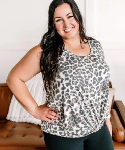 No Ship Drop Ship She's Got Claws Animal Print Button Back Tank