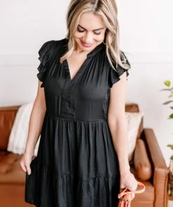 No Ship Drop Ship La La La Satin Tiered Dress In Rich Black 10 No Ship Drop Ship La La La Satin Tiered Dress In Rich Black
