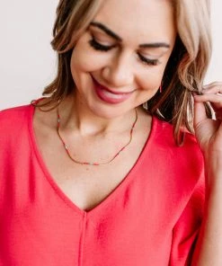 No Ship Drop Ship Apparel Painted Sky Necklace In Coral And Turquoise By Joy Susan