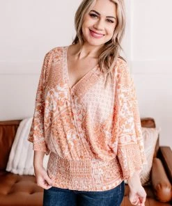 No Ship Drop Ship You Flatter Me Top In Muted Tangerine