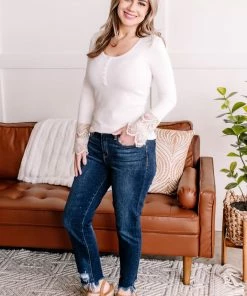 No Ship Drop Ship When I Met You Lace Sleeve Henley In Cream 8 No Ship Drop Ship When I Met You Lace Sleeve Henley In Cream