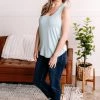 No Ship Drop Ship Walk Softly Scoop Neck Tank Top In Aqua Mist