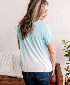 No Ship Drop Ship Fade Away Dip Dyed Tee In Aqua