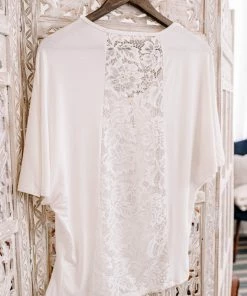 No Ship Drop Ship Taking It Back Lace Top In White Apparel