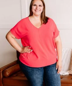 No Ship Drop Ship Beyond The Reef Blouse In Pink Coral