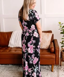 No Ship Drop Ship Take My Hand Maxi Dress In Dark Florals