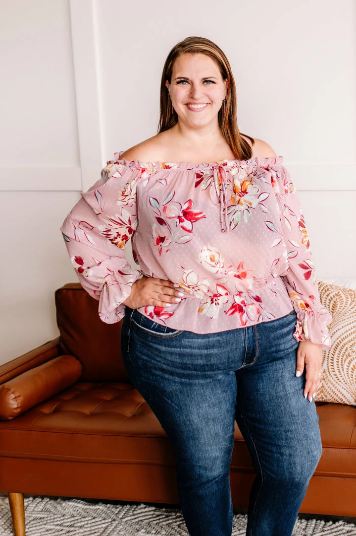 No Ship Drop Ship Dust To Dust Floral Swiss Dot Blouse In Dusty Rose 3 No Ship Drop Ship Dust To Dust Floral Swiss Dot Blouse In Dusty Rose