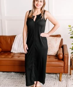 No Ship Drop Ship Apparel Riding Into The Sunset Textured Black Maxi Dress
