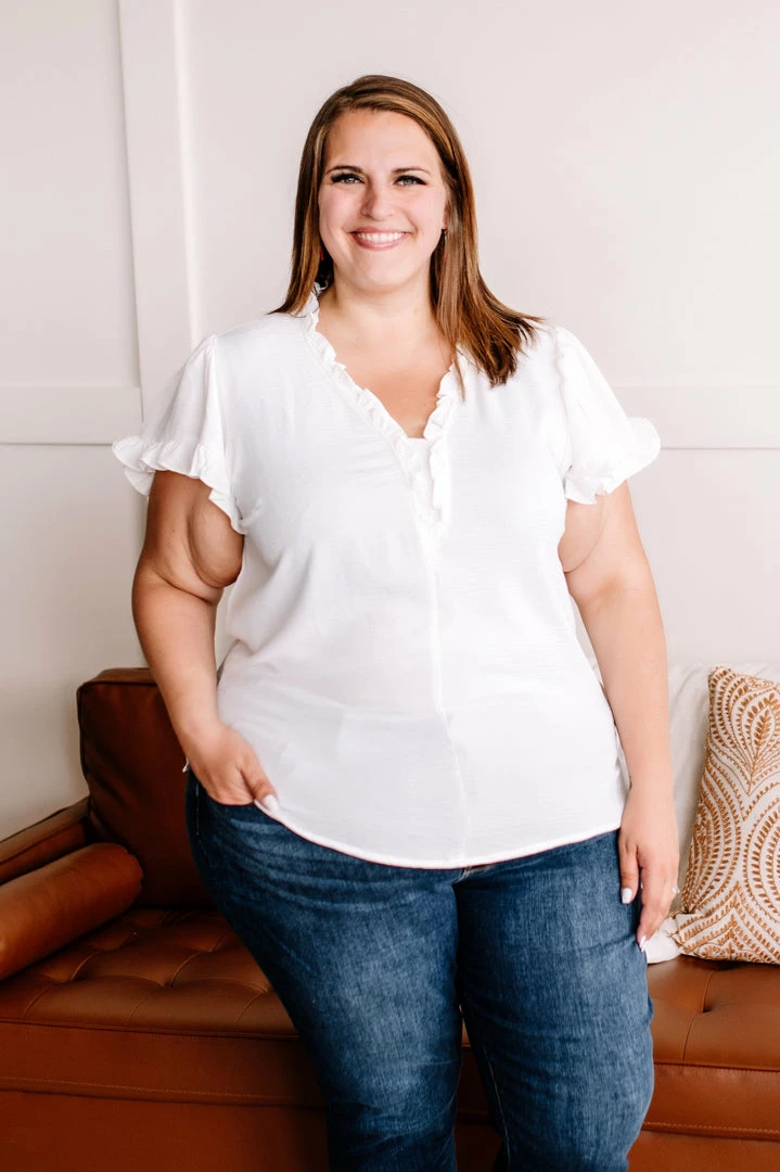 No Ship Drop Ship Pull It Together Ruffle Blouse In Clean White Apparel 3 No Ship Drop Ship Pull It Together Ruffle Blouse In Clean White Apparel