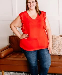 No Ship Drop Ship Ruffled Around The Edges In Tomato